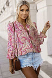 Printed Frill Flounce Sleeve Shirt - Trendsi - Flyclothing LLC