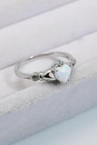 925 Sterling Silver Heart Opal Ring - Trendsi