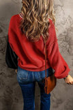 Contrast Round Neck Dropped Shoulder Sweater - Trendsi - Flyclothing LLC