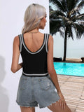 Contrast Scoop Neck Knit Tank - Trendsi - Flyclothing LLC