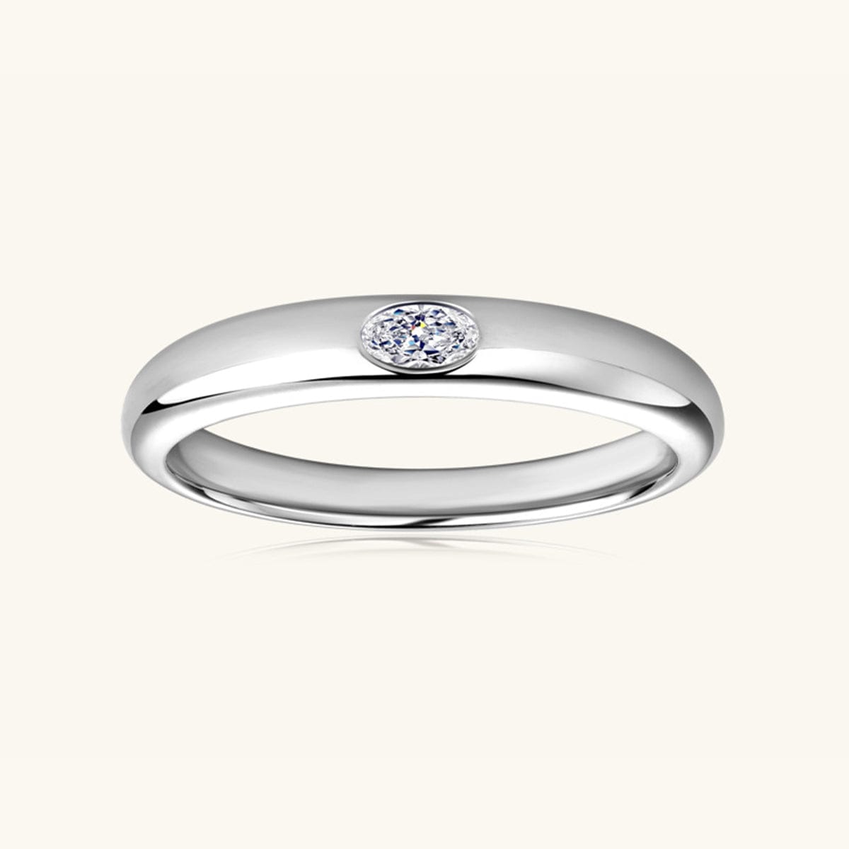 925 Sterling Silver Inlaid Moissanite Ring - Trendsi