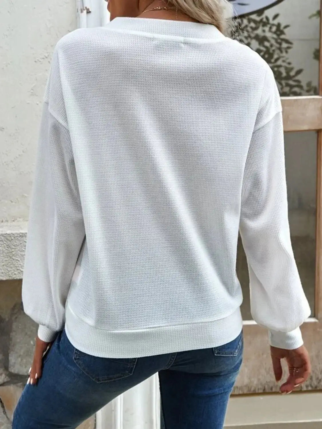V-Neck Dropped Shoulder Blouse - Trendsi - Flyclothing LLC