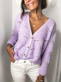 Openwork Button Up Long Sleeve Cardigan - Trendsi - Flyclothing LLC
