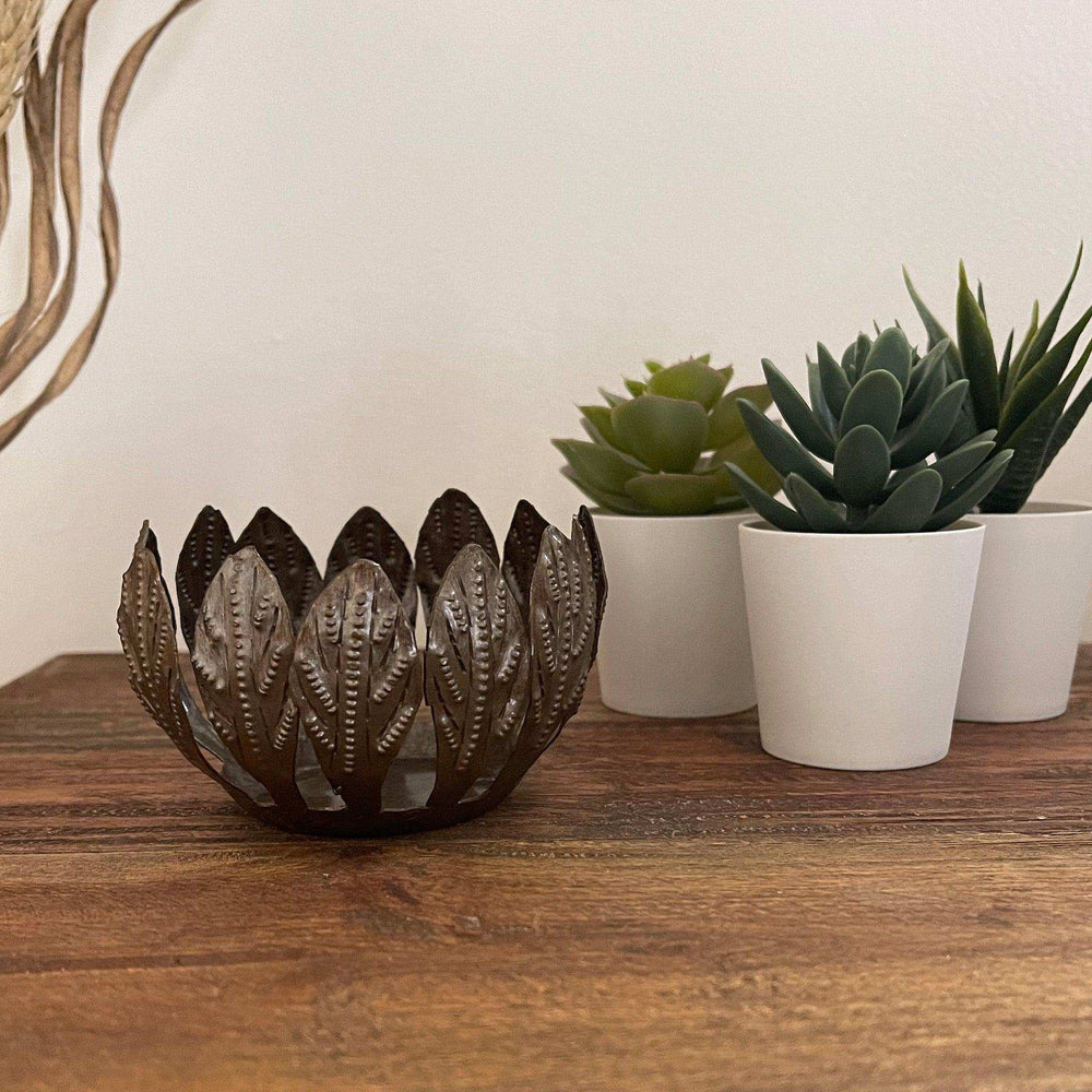 Decorative Drum Art Bowl or Votive, Mango Leaf - Haitian Artisans - Flyclothing LLC