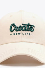 CREATE NEW LIFE Adjustable Cotton Baseball Cap - Trendsi - Flyclothing LLC
