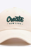 CREATE NEW LIFE Adjustable Cotton Baseball Cap - Trendsi - Flyclothing LLC