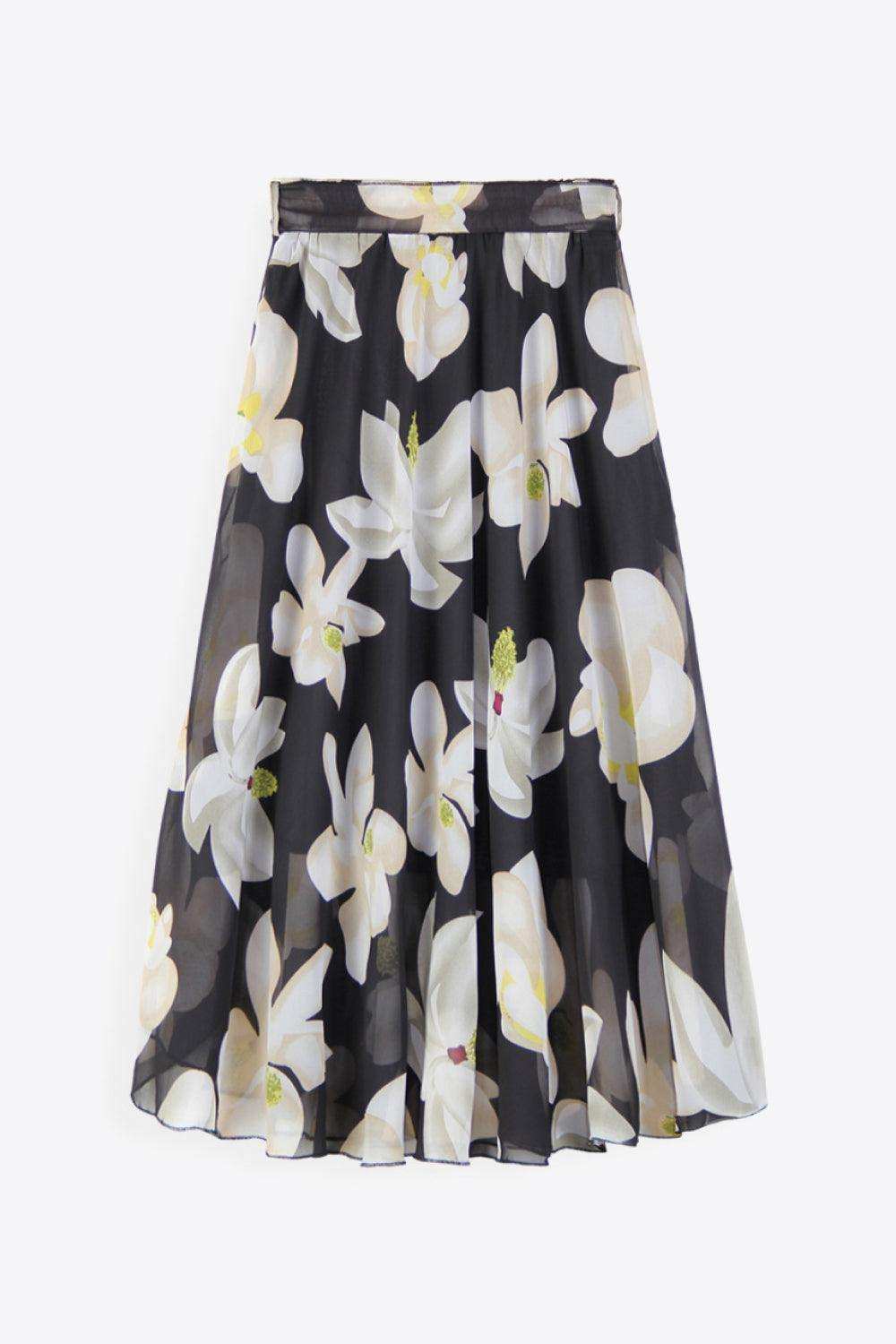 Full Size Floral Tie-Waist Skirt - Trendsi - Flyclothing LLC