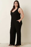 Mittoshop Rib Knit V-Neck Cross Back Jumpsuit - Trendsi - Flyclothing LLC