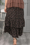 Plus Size Ditsy Floral Layered Maxi Skirt - Trendsi