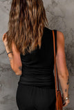 Notched Neck Ribbed Tank Top - Trendsi