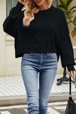 Round Neck Dropped Shoulder Sweater - Trendsi - Flyclothing LLC