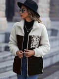 Leopard Color Block Zip-Up Jacket - Trendsi - Flyclothing LLC