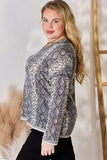 Hailey & Co Full Size Snakeskin V-Neck Long Sleeve Top - Trendsi - Flyclothing LLC