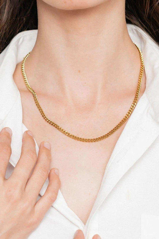 18K Gold Plated Curb Chain Necklace - Trendsi - Flyclothing LLC