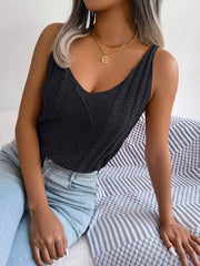 Cable-Knit Scoop Neck Knit Vest - Trendsi