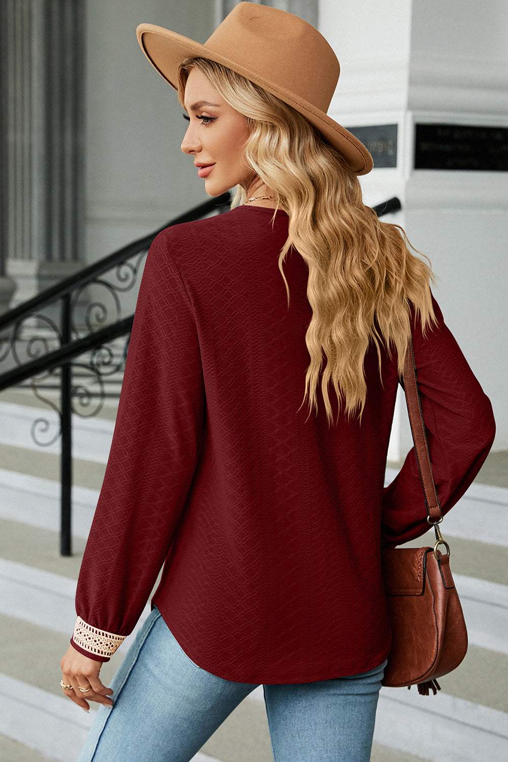 V-Neck Long Sleeve T-Shirt - Trendsi - Flyclothing LLC