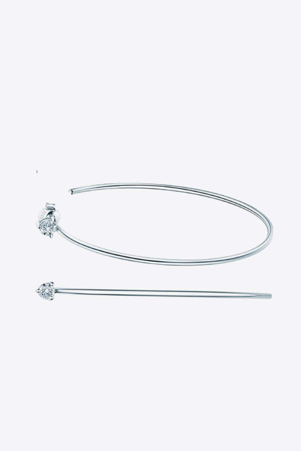 925 Sterling Silver Moissanite Hoop Earrings - Trendsi - Flyclothing LLC