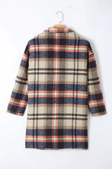 Plaid Longline Jacket with Pockets - Trendsi - Flyclothing LLC