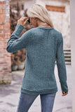 V-Neck Long Sleeve Ribbed Top - Trendsi - Flyclothing LLC