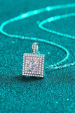 1 Carat Moissanite Square Pendant Chain Necklace - Trendsi
