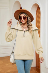 Half-Zip Collared Sweatshirt - Trendsi - Flyclothing LLC