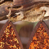 Sequin Wood Teardrop Earrings - Trendsi - Flyclothing LLC