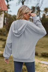 Cable-Knit Long Sleeve Hooded Jacket - Trendsi