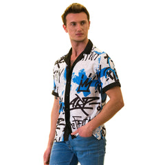 Gravity Homme Men's Weekend Shirt | Graffiti Blue - Gravity Homme