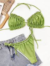 Frill Trill Halter Neck Bikini Set - Trendsi - Flyclothing LLC