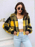 Plaid Dropped Shoulder Buttoned Jacket - Trendsi - Flyclothing LLC