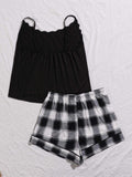 Plus Size Lace Trim Scoop Neck Cami and Printed Shorts Pajama Set - Trendsi - Flyclothing LLC