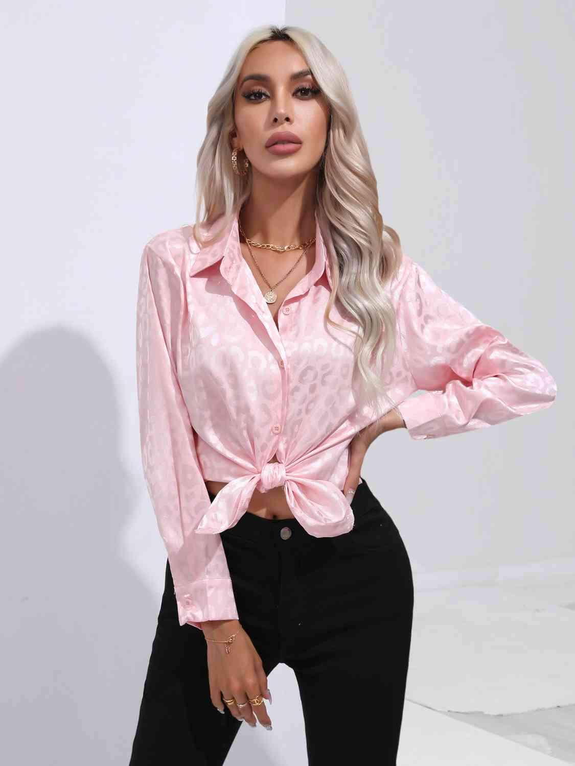 Printed Collared Neck Buttoned Shirt - Trendsi - Flyclothing LLC
