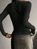 Half Button Long Sleeve T-Shirt - Trendsi