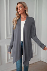 Open Front Long Sleeve Cardigan - Trendsi