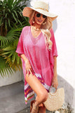 Rainbow Stripe Openwork Slit Cover-Up - Trendsi - Flyclothing LLC