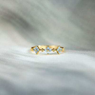 925 Sterling Silver Inlaid Zircon Flower Ring - Trendsi - Flyclothing LLC