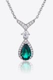 Lab-Grown Emerald Teardrop Necklace - Trendsi