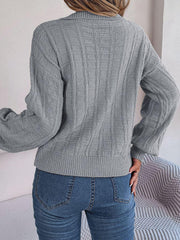 Johnny Collar Drop Shoulder Sweater - Trendsi