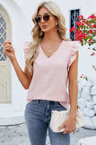 Ruffled V-Neck Cap Sleeve Blouse - Trendsi - Flyclothing LLC