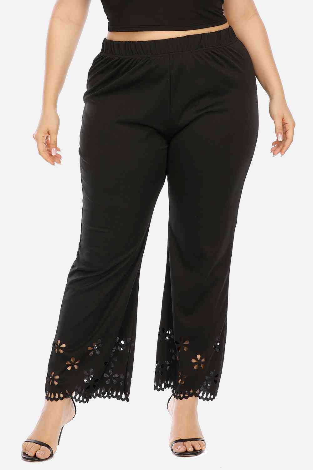 Plus Size Openwork Detail Pants - Trendsi