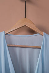 Tied Plunge Smocked Waist Flounce Sleeve Dress - Flyclothing LLC