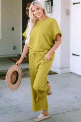 Short Sleeve Top and Pants Set - Trendsi - Flyclothing LLC