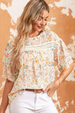 Floral Round Neck Short Sleeve Blouse - Trendsi