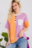Celeste Full Size Color Block Short Sleeve T-Shirt - Trendsi