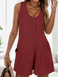 Waffle-Knit Scoop Neck Wide Strap Romper - Trendsi - Flyclothing LLC