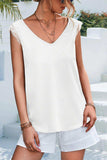 Lace Detail Eyelash Trim V-Neck Tank - Trendsi - Flyclothing LLC