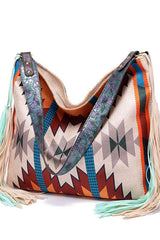 Geometric Canvas Tote Bag - Trendsi - Flyclothing LLC