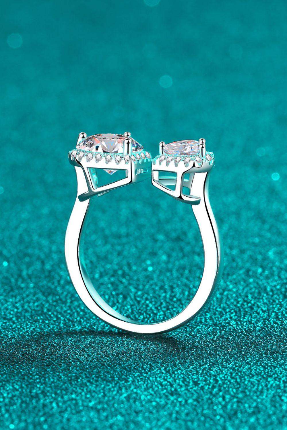 Heart-Shape Moissanite Open Ring - Trendsi - Flyclothing LLC