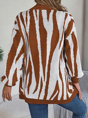 Open Front Animal Print Cardigan - Trendsi