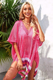 Rainbow Stripe Openwork Slit Cover-Up - Trendsi - Flyclothing LLC